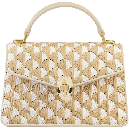 Bvlgari Serpenti Forever Raffia Top-Handle Bag
