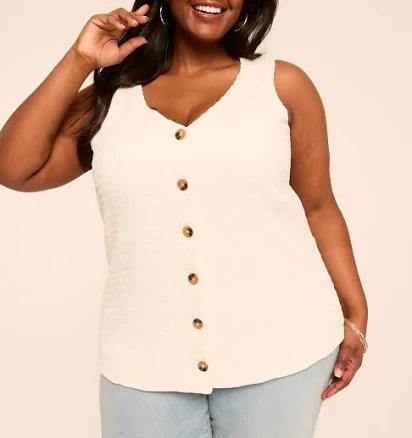 Lane Bryant Women's Plus Size Textured Button-Front Vest