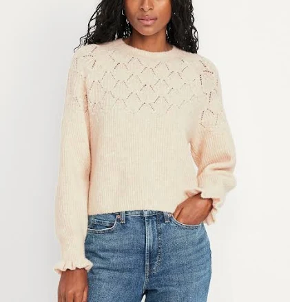 Old Navy Women's Loose Crew-Neck Cropped Sweater