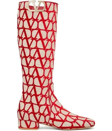 Valentino Garavani Beige Canvas Boots Women