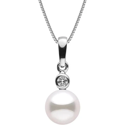 Pearl Paradise Brilliant Collection 7.5-8.0 mm Akoya Pearl and Diamond Pendant