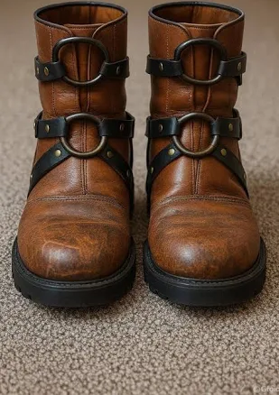 Men's Vintage FRYE HARNESS Boots Motorcycle Biker Boots ANTIQUED Gaucho - Leather Work Boots for Men, Classic Motorcycle Riding Boots