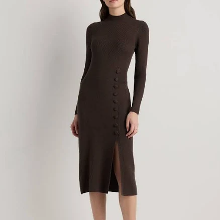 Quince Women's Cotton Cashmere Midi Dress with Side Slit