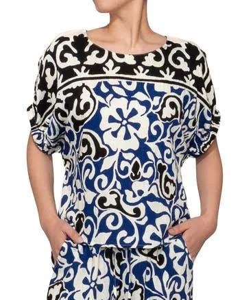 MELLODAY Women's Floral Print Short Sleeve Top