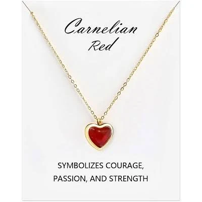 Natural Carnelian Heart Pendant Necklace