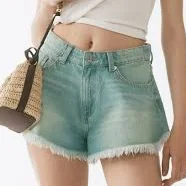 Ladies H&M Light denim Blue Frayed denim shorts