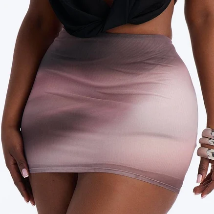 Women's In A Haze Ombre Print Mesh Mini Skirt Combo in Grey Size 3X | Fashion Nova