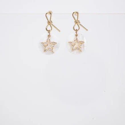 Flora CZ Silver Dangle Star Earrings