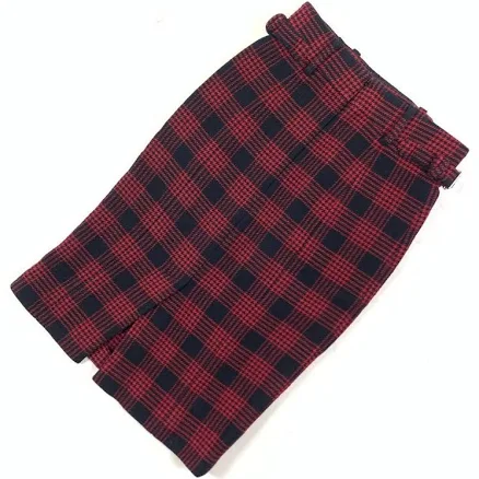 Red Valentino Red Cotton Wool Pencil Skirt Size M 38 C5635 Checkered