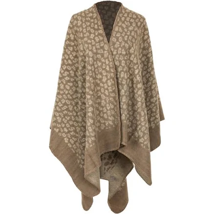 Bay Sky Marybeth Jacquard Leopard Open Front Poncho