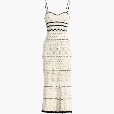 Paros Crochet Eyelet Long Pointelle Knit Midi Dress