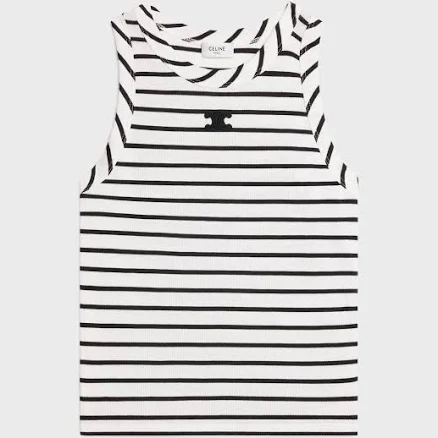 CELINE Women's Triomphe Striped Silk Jersey Tank Top