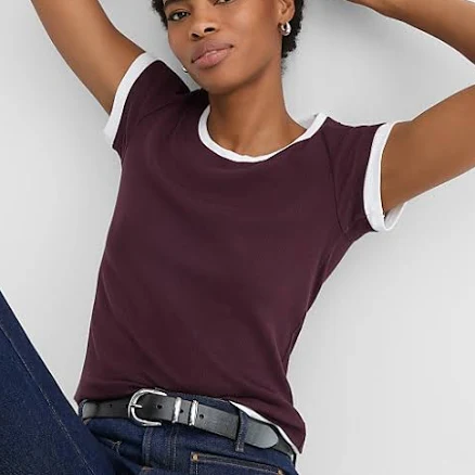 Loft Women's Layered Perfect Ribbed T-Shirt