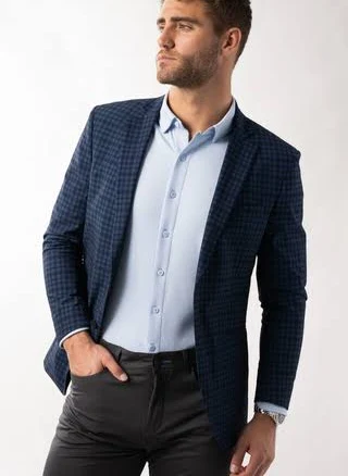 Men's Performance Blazer Check 4-Way Stretch