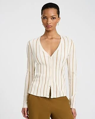 Express Women's Fitted Ribbed V-Neck Cardigan