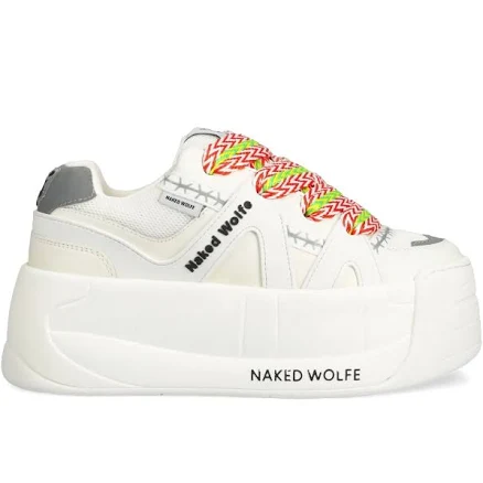 NAKED WOLFE - Slider platform sneakers - women - Calf Leather/Fabric/Fabric/Calf Leather/Rubber - 39 - White
