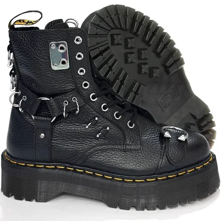 Dr Martens Jadon Hdw Hardware Piercing Leather Platform Boots Milled