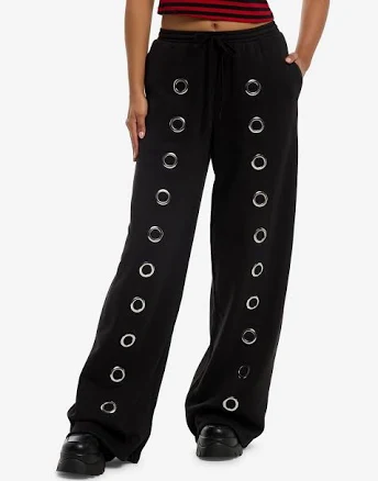 Social Collision Wide Leg Grommet Sweatpants