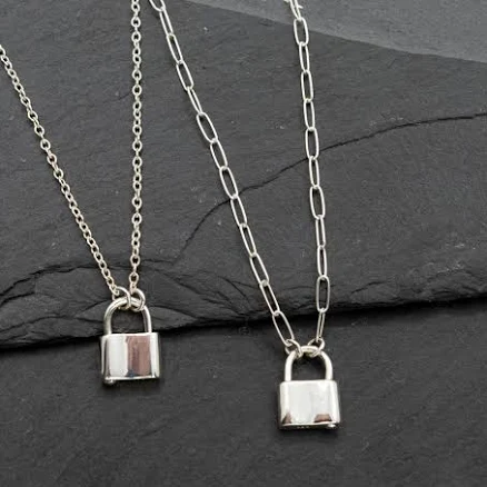 925 Sterling Silver Dainty Lock Necklace