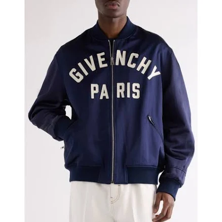 Givenchy Oversize Logo Appliqué Bomber Jacket in Navy at Nordstrom, Size 36 Us