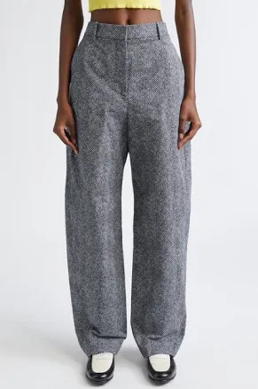 Givenchy Women's Cocoon Tailored Herringbone Cotton Pants