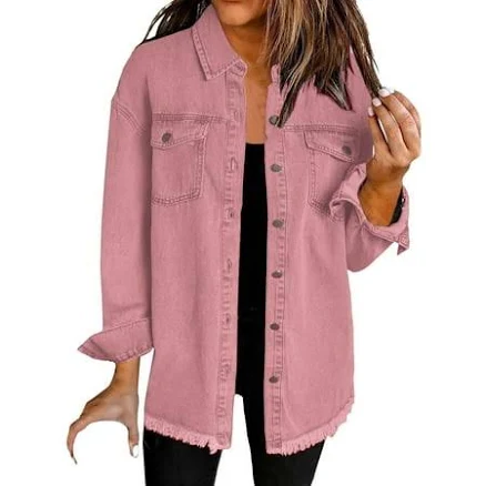 Women's Washed Denim Shirt Jacket