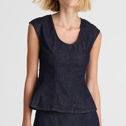 Madewell Women's Lyla Seamed Scoop Neck Denim Top