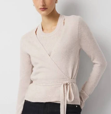 White House Black Market Women's Two-in-One Wrap Cardigan Sweater