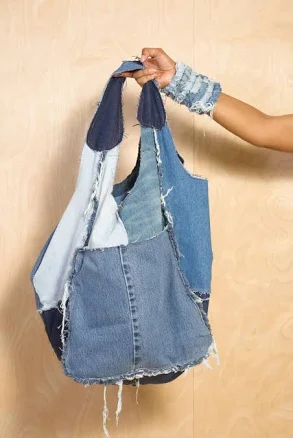 Denim Distress Duffle hand bag
