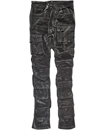 Flocked Jeans with Cargo Pockets
