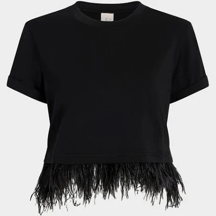 Cinq à Sept Women's Short Sleeve Cropped Feather Tee