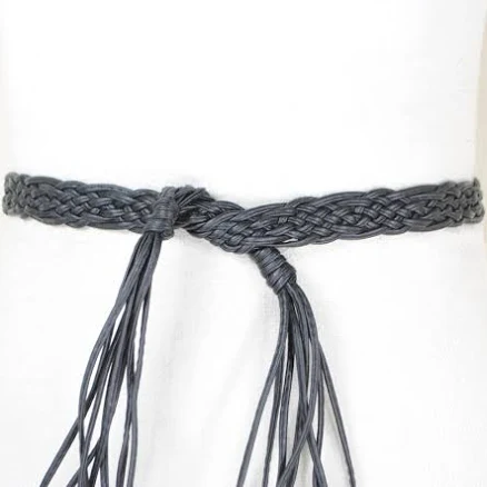 Braided Leather Fringe Belt