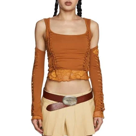 Alternative Spells Top And Gloves Set - Brown BROWN / SMALL