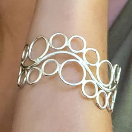 Soul Flower Boho Silver Bubble Up Cuff Bracelet