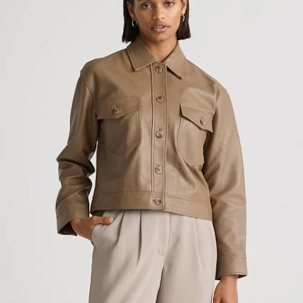 Quince Women's Cropped Leather Jacket