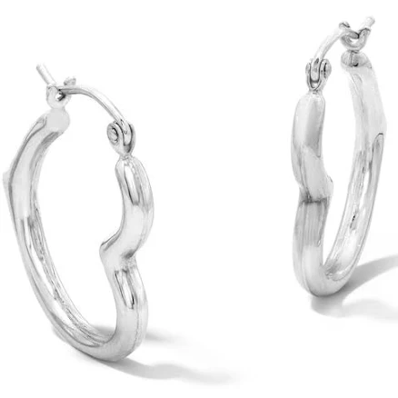 Zales Sterling Silver Tilted Heart Outline Hoop Earrings