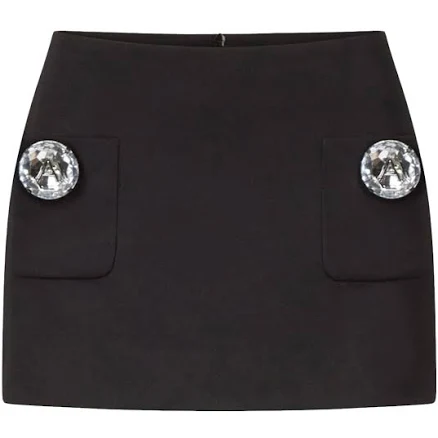 Area Crystal Embellished Wool Mini Skirt