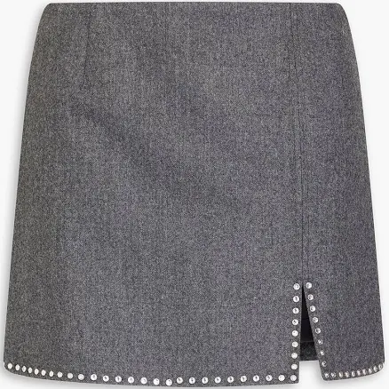 Sandro Crystal-embellished wool-twill mini skirt - Women - Dark gray Skirts - FR 42