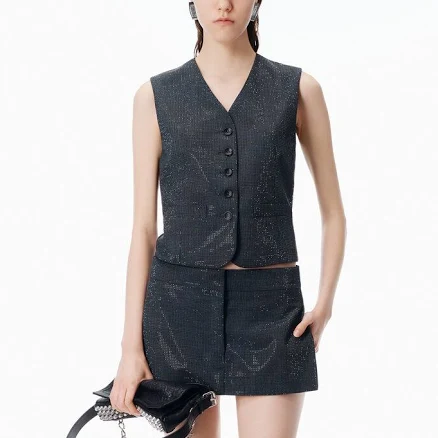 Alexander Wang Women's Crystal Embellished Wool Mohair Skort