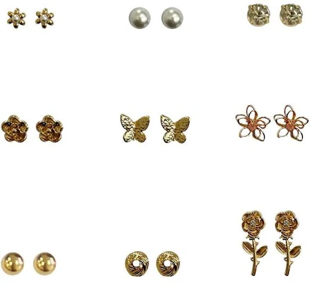 Time and Tru Women's 9-Pack Flower Butterfly Earrings