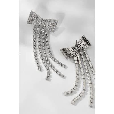 NADRI Bow Tassel CZ Earrings