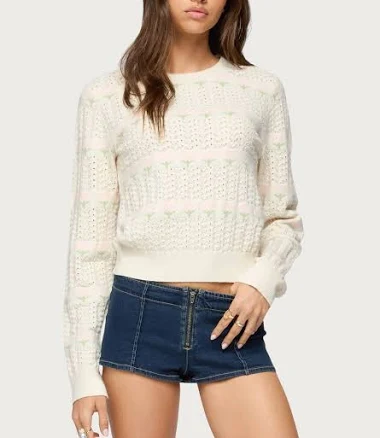 Edikted Women's Emerie Flower Textured Knit Sweater