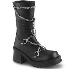 DEMONIA "Bratty-120" Boots - Black Vegan Leather