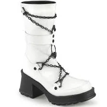demonia Bratty-120 White Vegan Leather Hot Sale | Shoes