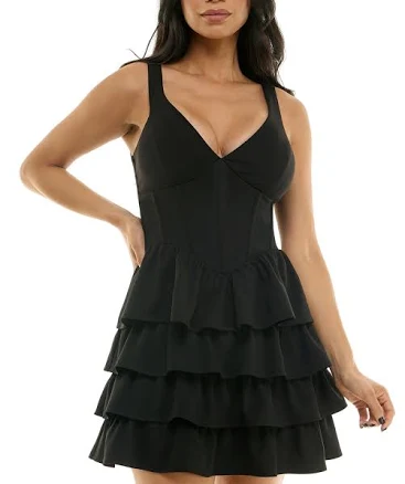 Emerald Sundae Tiered Ruffle Corset Mini Dress