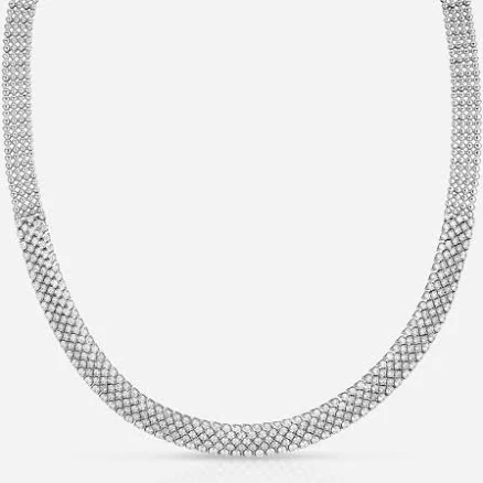 14k White Gold Lab Diamond Mesh Choker
