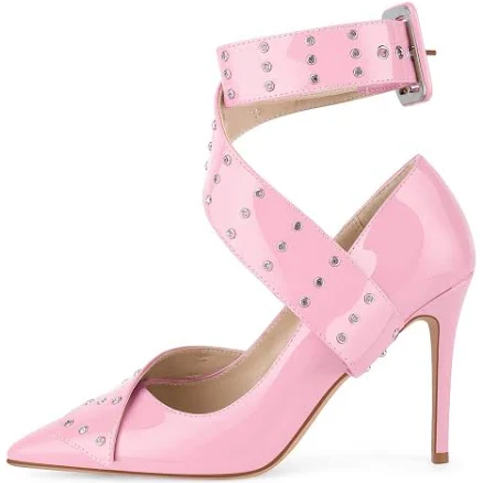 Rhinestone Cross Ankle Strap Pumps