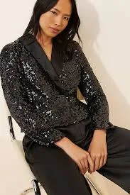 Hutch Cropped Sequin Blazer