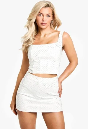 Boohoo Women's Hot Fix Diamante Mini Skirt