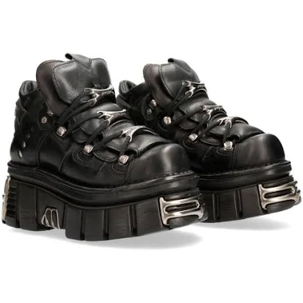 New Rock M-106-S112 Metallic Tower Ankle Boots